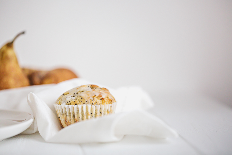 Muffin Citron et graines de pavot et morceaux de poires